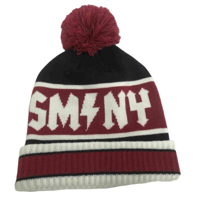 China JOINT Design Your Own Custom Acrylic Jacquard Pattern Style Gorras Winter Knitted Winter Hats Pom Pom Beanie for sale