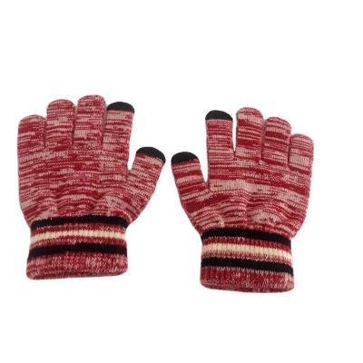 China Comfortable Custom Jacquard Bars Two Finger Touch Screen Kid Glove for sale