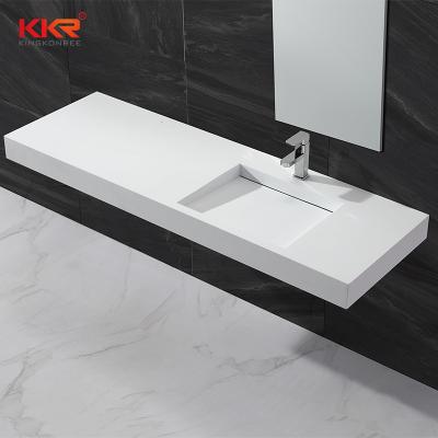 China Modern Solid Outdoor Wall Hang Basin Resin Artificial Stone Bathroom Sink for sale