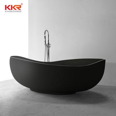 China soft & Large Size Soft Black Freestanding Two Person Bathtub Solid Surface Stone Color Stone Bathtub for sale