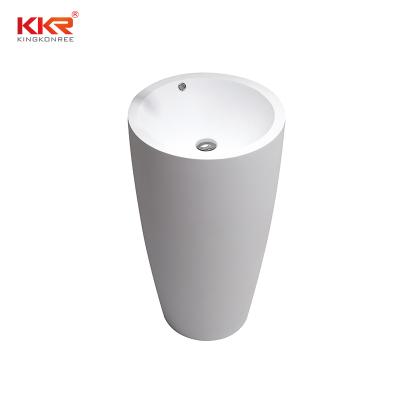 China soft & Smooth Freestanding Resin Artificial Stone Basin Around Pedestal Acrylic Solid Outdoor Wash Basin for sale