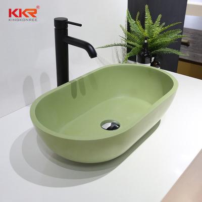 China soft & KKR Smooth Acrylic Solid Surface Resin Over Counter Basin Bathroom Artificial Stone Hand Wash Basin for sale