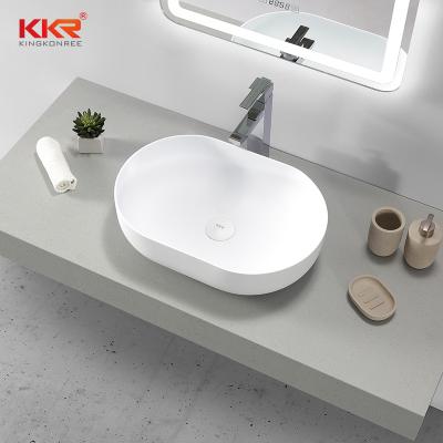 China soft & KKR Smooth Custom Color Acrylic Table Top Solid Outdoor Basin Above Counter Basin Bathroom Sink for sale