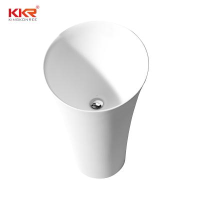 China soft & Smooth Solid Outdoor Freestanding Basin Sink Basin KKR Pedestal Bathroom Artificial Stone Basin With Good Price for sale