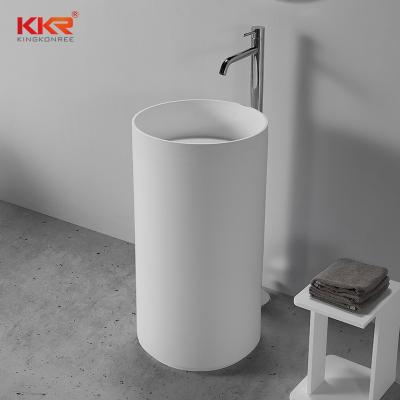 China soft & Smooth Artificial Stone Basin Sink Solid Pedestal Outdoor Freestanding Basin With Good Price Wash Hand Basin Pedestal for sale