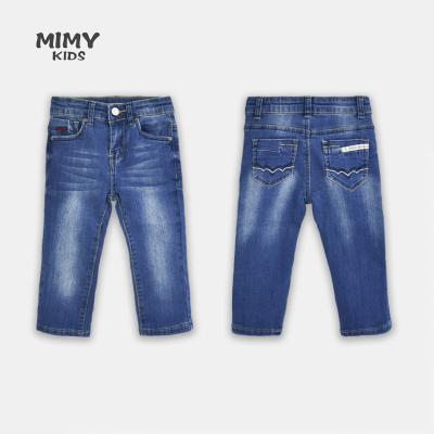 China Fashion Breathable Design Kids Denim Jean Pants For Kids Casual Lattice Jacket Boys Straight Light Blue Jeans for sale