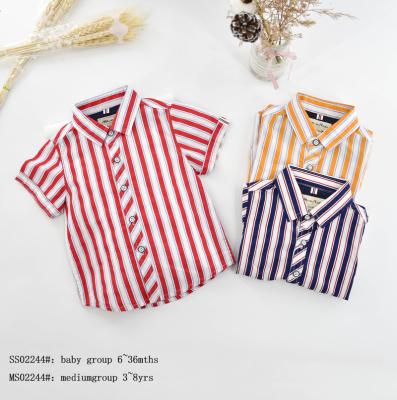 China Wholesale Kids Clothes All-match Casual Shirts Diagonal Diagonal Slash Print Lapel Spring And Summer Loose Short Sleeve Clothing for sale