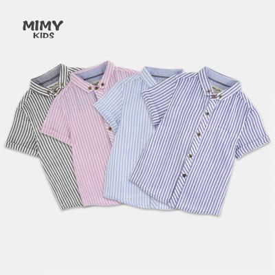 China 2022 Children's anti-pilling shirt casual style striped short sleeve summer European and American children's stain lapel shirt for boys and girls for sale