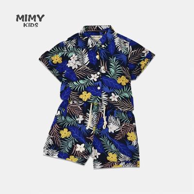 China Anti-pilling Fashion Summer Season Kids Boys Boutique Clothing Sets T-shirt Shorts 2 Pieces Set Flower Shirts 2pcs Baby Boy Clothes Sets for sale