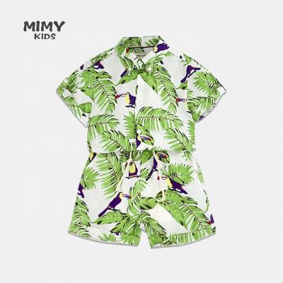 China Anti-pilling 2022 new summer style boys flower shirts suit baby hoodies&sweatshirts jogger pants clothes sets 2pcs for sale