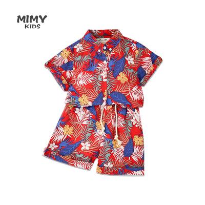 China Anti-pilling summer season fashion kids boys boutique clothing sets T-shirt shorts 2 pieces set flower shirts 2pcs baby boy clothing sets for sale