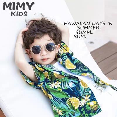 China Quality Non-Shrink Beach Summer Style Shirt Short Sleeve Cool Casual Hawaiian T-Shirt Set Baby Boy's Polo Kids Clothing for sale