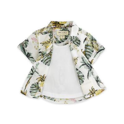 China Wholesale Custom Factory Print Couples Beach Flower Shirt Summer Two Sleeve Shorts Set-Wrapped Hawaiian Boys Compressed Shirt for sale