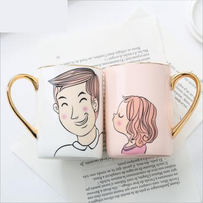 China Uchome Lover Viable Couples Mug Home Restaurant Porcelain Coffee Milk Mug Ceramic Mug for sale