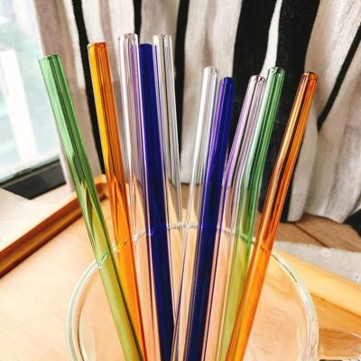 China Wholesale Disposable Reusable Straight Color Borosilicate Antique Party Glass Smoothie Straws for sale