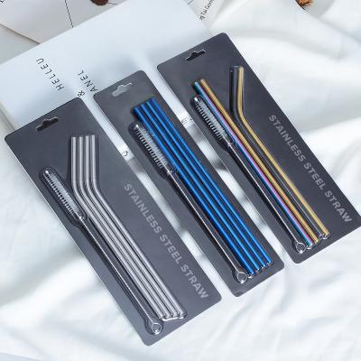 China Viable Drinking Set of Stainless Steel Straw With Blister Straw Package for sale