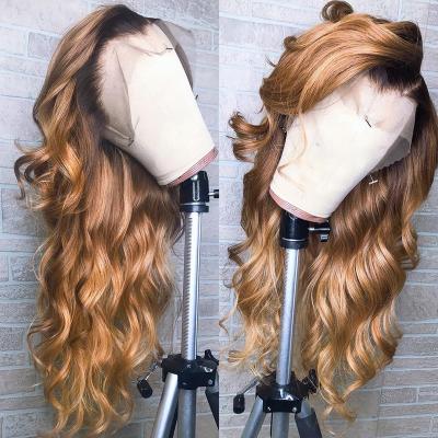 China Kinky Curl 4*4 360 Lace Front Human Hair Wigs Loose Wave Ombre T1b/27 Color Brazilian Remy Hair Wig For Black Women Pre Plucked for sale