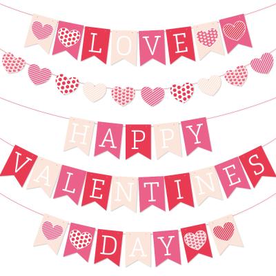 China 2022 Valentine's Day Party Love Pull Flag Wedding Decoration Valentine's Day Banner Activity Decoration for sale