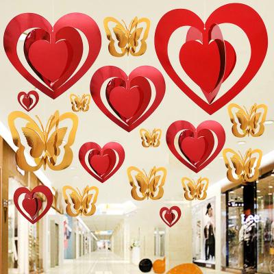 China Activity Decoration Valentine's Day Decoration PVC Love Wedding Pendant Background Props Atmosphere Dating Valentine's Day Banner for sale