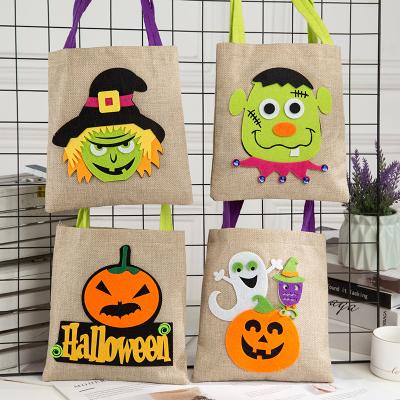 China Holiday Decoration Halloween Kid Gift Sack Canvas Candy Bag For Halloween Party Supplies for sale