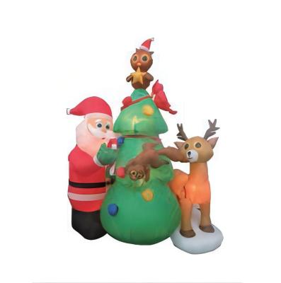 China Kids Christmas Toys/Ourwarm Custom Outdoor Inflatable Stable Ornament Led Yard Decoration Santa Claus Reindeer Elf Christmas Tree Yard Party for sale