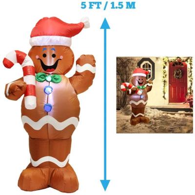 China Children's Christmas Toys/Outdoor Reception Ourwarm Yard 5ft Outside Inflatable Christmas Lawn Airblown Decorative Led Yard Display Custom Gingerbread Man for sale