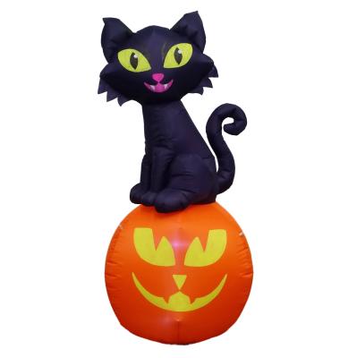 China Ourwarm Eco-Friendly / Disposable Waterproof Led Custom Outside Blow Up Lawn Yard Decorative Show Halloween Airblown Cat On Pumpkin for sale