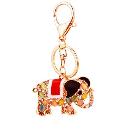 China Fashionable Women Bag Key Chains Hot Selling Rhinestone Elephant Key Chain Elephant Car Key Holder Drop Pendant Key Rings Colorful 2021 Newest for sale