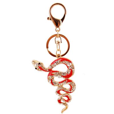 China Cute Keychain Lucky Gift Collection Keychain Creative Car Key Crystal Charm Pendant Purse Handbag New Fashionable Snake Fortune for sale