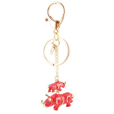 China Fashionable Rhinoceros New Arrival Rhinestone Alloy Rhinestone Protection Key Chain Chains for sale