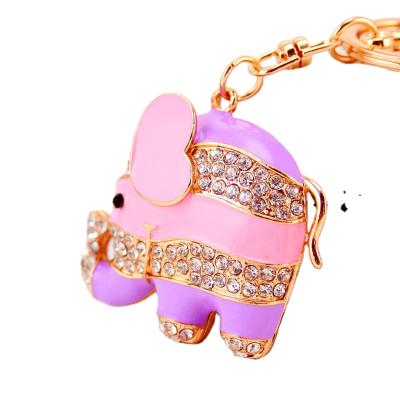 China 2021 Newest Elephant Key Chain Key Chain Ring Small Gift Keyholder Metal Rhinestone Key Chain Creative Trendy Car Shape for sale