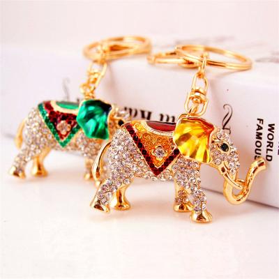 China Fashionable Crystal Elephant Keychain Pattern Rhinestone Purse Bag Car Charm Key Ring Buckle Clasp Gifts Key Chains for sale