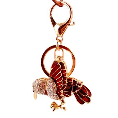 China Fashion Key Ring Metal Key Chain Jewelry Rhinestone Hawk Eagle 53x 53mm Rhinestone Pendant Keychain for sale