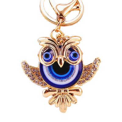 China Trendy Lucky Blue Evil Eye Owl Key Chain For Women Men Tassel Key Ring Charms Animal Car Key Chain Chain for sale