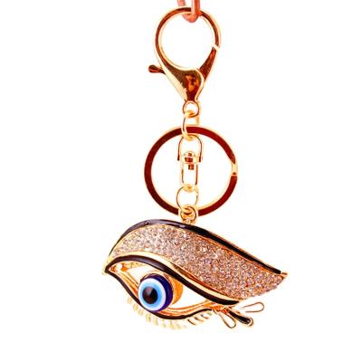 China New Trendy Jewelry Crystal Evil Eye Key Chain Blue Fashion Car Key Holder for sale