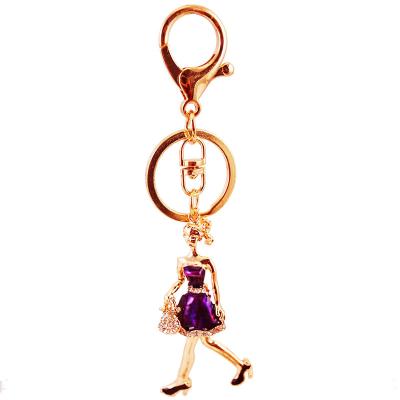 China Fashionable Cute Crystal Key Chain Rhinestone Keyring Women Bag To Charm Key Chain Car Keychain Pendant Keyfob Wholesale for sale