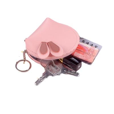 China Multifunctional Cute Women Zipper Change Headset Bag PU Card Case Keyfob Rabbit Ears Ladies Lipstick Portable Keychain Waterproof Purse for sale