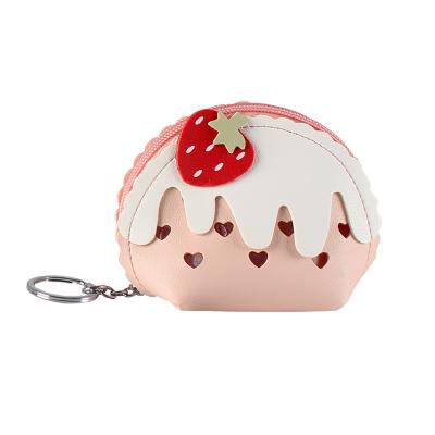 China Mini Backpack Coin Bag Women Multifunctional Cute Strawberry PU Key Chain Small Clip Keyfob for sale