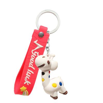 China Eco-Friendly Cartoon Giraffe Keyring PVC Keychain Keychains PVC Bag Charm Trinket Chaveiros Bag Accessories Animal Key Chain Punk Keychain for sale