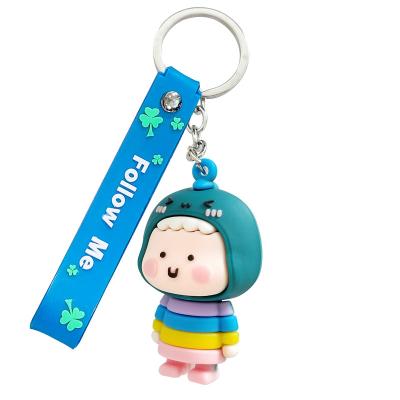 China Eco-Friendly Keybuckle Bag Keychain Doll Dinosaur PVC Keyring Dangle Key Chain Kawaii Cut Cartoon Silica Gel Keyring for sale