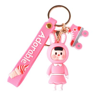 China Souvenir Gifts New Promotion PVC Ornament Girl Doll Key Chain Accessories Key Chains Cute Car Accessories Handbags Key Chain for sale