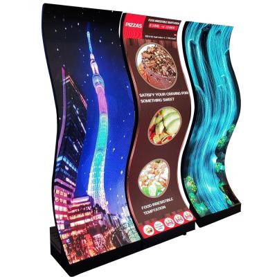 China Customized Wave Curved P2.5 Indoor Video Display Flexible Floor Standing Curve Led Screen P2.5 Led Poster for sale