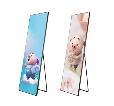 China Indoor Indoor Poster Screen p2.5 Floor Standing Portable Led Digital Poster View Led Digital Signage Advertising LED Poster Screen for sale