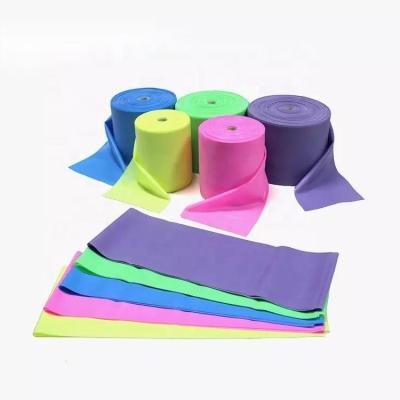 China Eco-Friendly Rubber Latex Free Stretch Belt Pilates Yoga Gym Bands Yoga Sports Bands Elastic Bands Exercise Fitness Belt Roll for sale