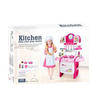 China Amanzon Hot Selling 2021 New Toys Pretend Play For Kids Cooking Table Game Mutfak Oyun Battery Operated Seti Kitchen Game Set 81*45.5*62CM for sale