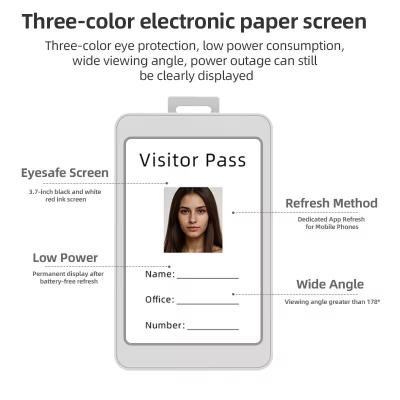 China Insignia electrónica NFC etiqueta electrónica tinta electrónica de papel tarjeta inteligente de oficina insignia electrónica de empleado sin batería en venta