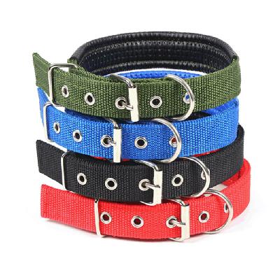 China Tactical Comfort Padded Adjustable Dog Collar Multi Stocked Sizes Military Thick Heavy Duty Metal Buckle Dog Collar Training Grade for sale