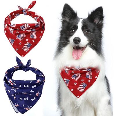 China Stocked Independence Day Dog Bandanas American Flag Dog Scarf 4th of July Scarf Bibs Bandana Accessories for Medium Large Dogs Pet for sale