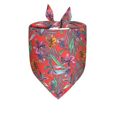 China Tropical Stocked Style Dog Bandanas for Summer, Adjustable Breathable Double Layer Pet Triangle Scarf with Hawaii Beach Design for sale