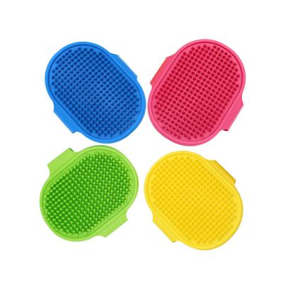 China Soft Stocked Silicone Dog Grooming Brush, Pet Shampoo Bath Brush, Massage Soothing Rubber Comb with Adjustable Ring Handle for sale